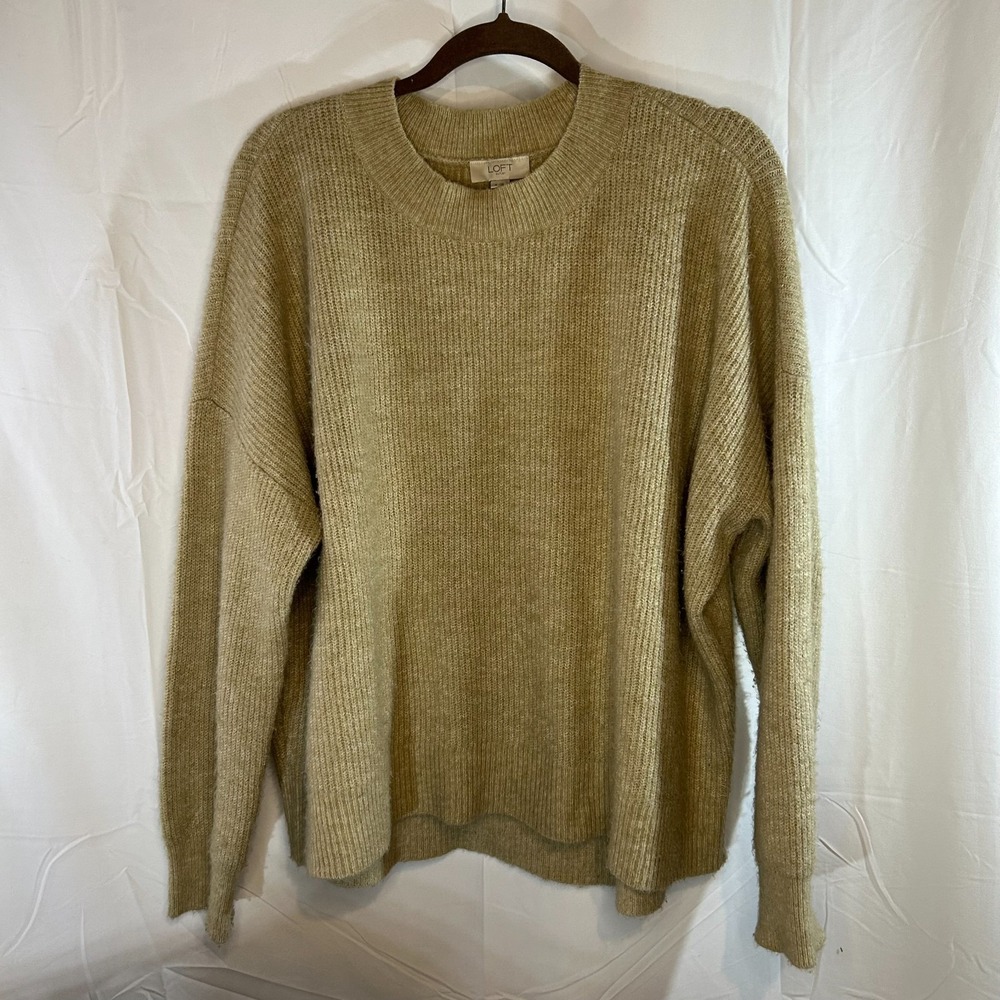 Loft Womens Yellow Green‎ Soft  Crew Neck Sweater Small